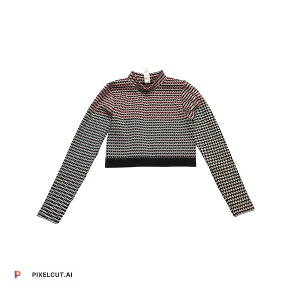 Fabletics Workout Long Sleeved Houndstooth Crop Top - Picture 2 of 5